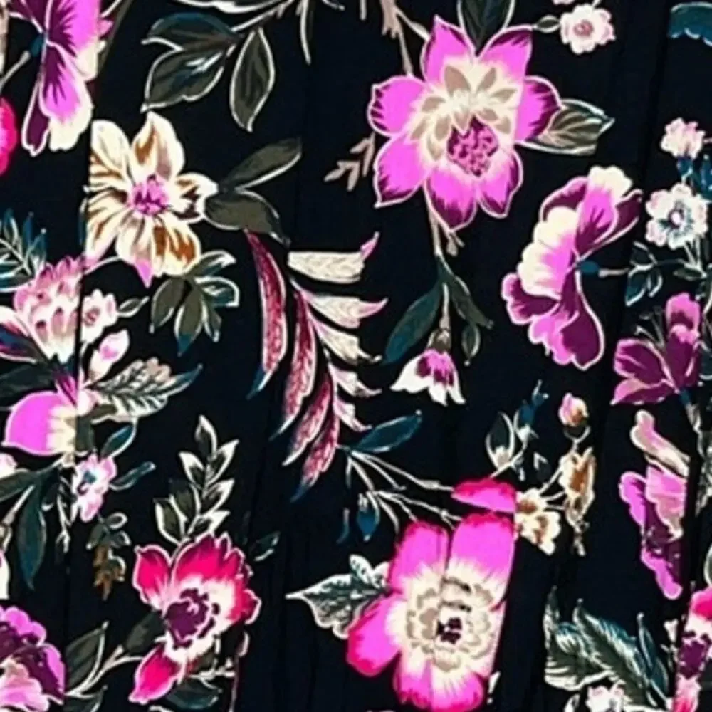 Jessica Simpson Floral Asymmetrical Midi Skirt Black Pink NWT Large - Picture 4 of 6